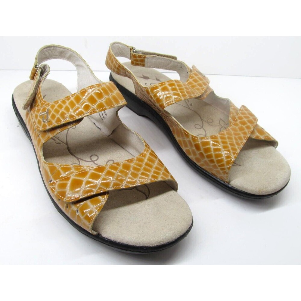 Propet Sandals Leather Orange Print Comfort Womens Size 8